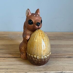 Vintage ceramic squirrel and acorn salt and pepper shaker set